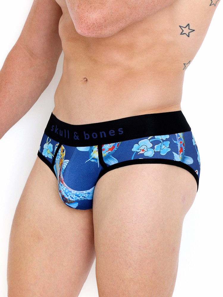 Skull Bones Pattern Koi Brief Blue 4