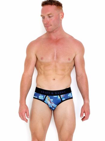 Skull Bones Pattern Koi Brief Blue 5