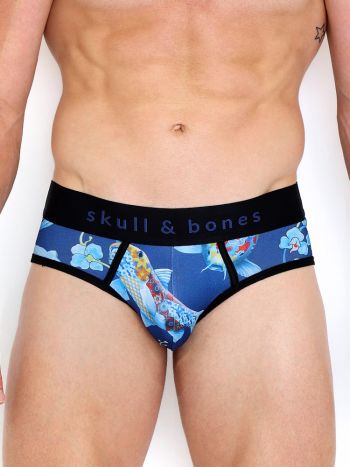 Skull Bones Pattern Koi Brief Blue 6