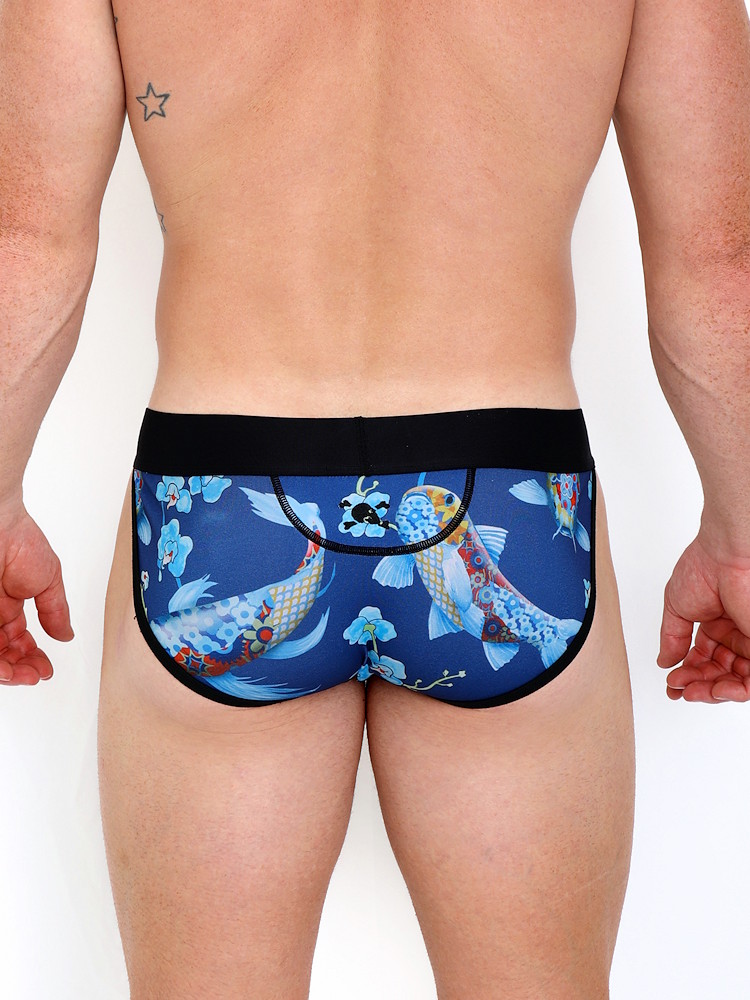 Skull Bones Pattern Koi Brief Blue 7