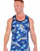 Skull Bones Pattern Koi Tank Top Blue 5