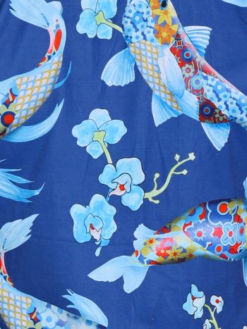 Skull Bones Pattern Koi Tank Top Blue 6