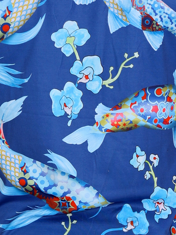 Skull Bones Pattern Koi Thong Blue 1