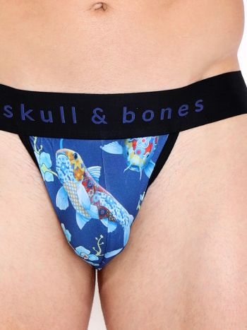 Skull Bones Pattern Koi Thong Blue 6