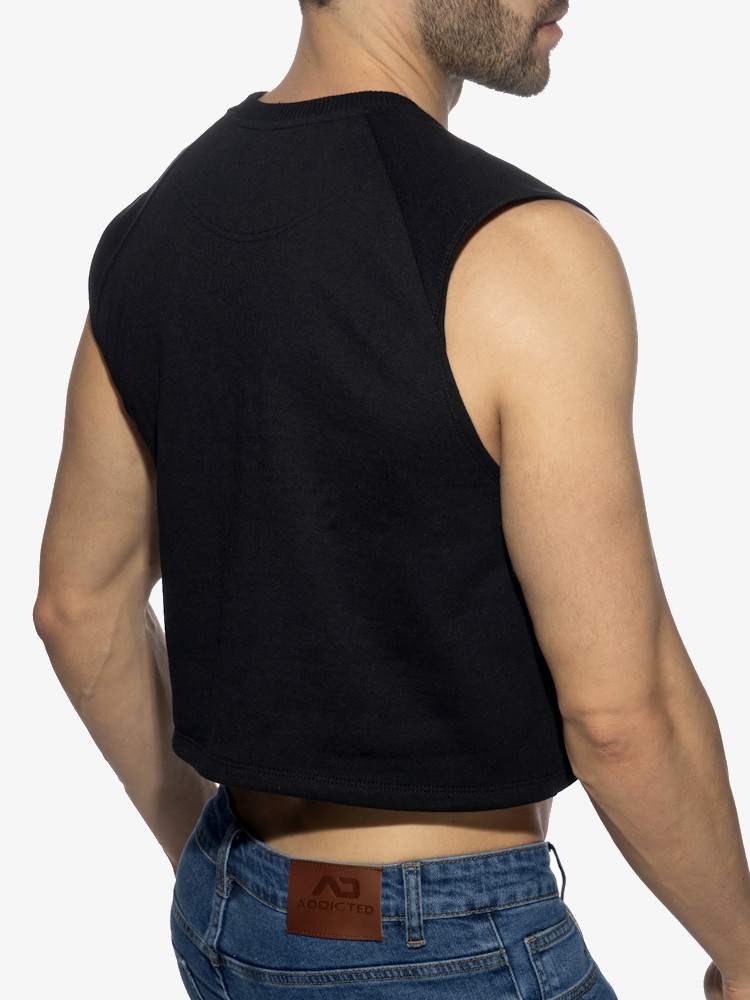 Addicted Ad1461 Recycled Cotton Crop Top Black 2