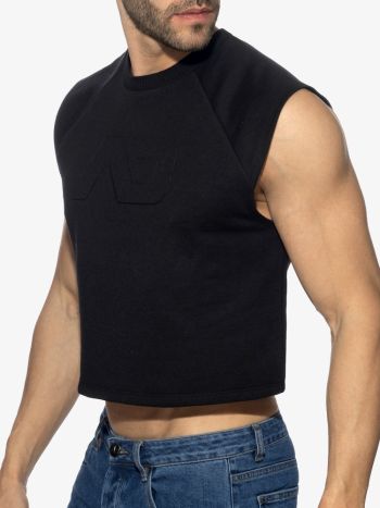 Addicted Ad1461 Recycled Cotton Crop Top Black 4