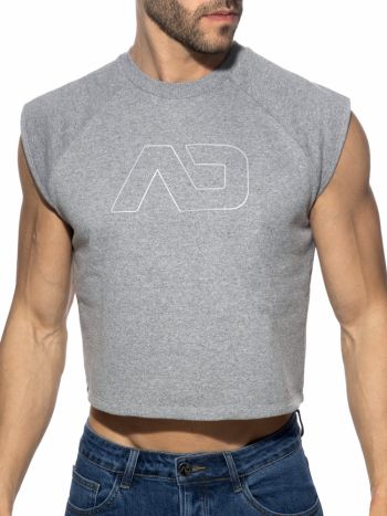 Addicted Ad1461 Recycled Cotton Crop Top Heather Grey 1
