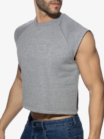Addicted Ad1461 Recycled Cotton Crop Top Heather Grey 2