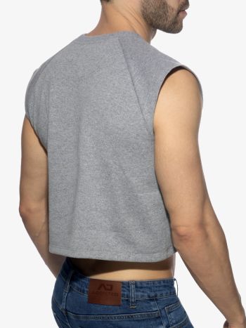 Addicted Ad1461 Recycled Cotton Crop Top Heather Grey 3