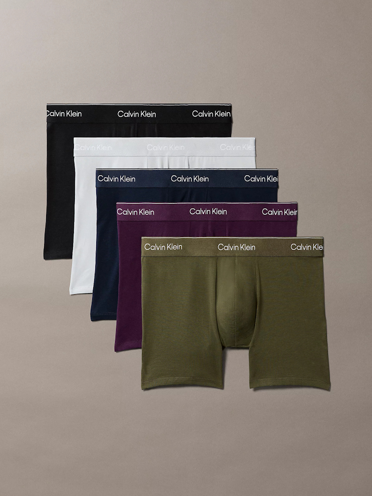 Calvin Klein 5 Pack Boxer Briefs Icon Cotton Stretch Lv00nb4395 4mm Dark Purple 1