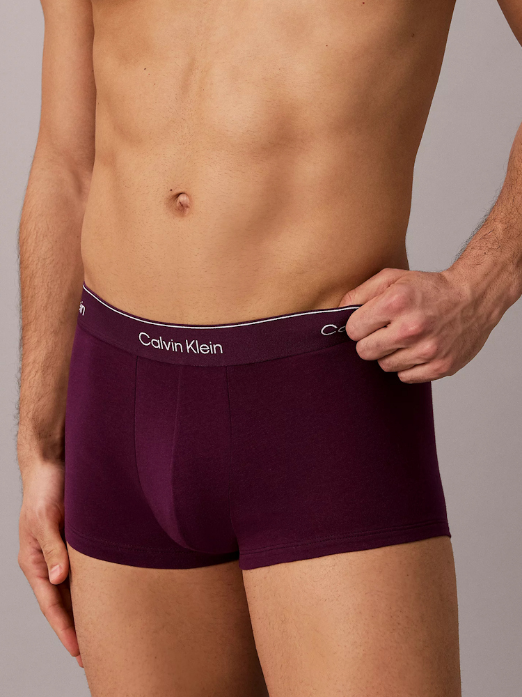 Calvin Klein 5 Pack Low Rise Trunks Icon Cotton Stretch Lv00nb4390 4mm Dark Purple 5