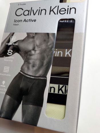 Calvin Klein 3 Pack Trunks Icon Active Mesh V00nb4536 5gp Olive Night 7