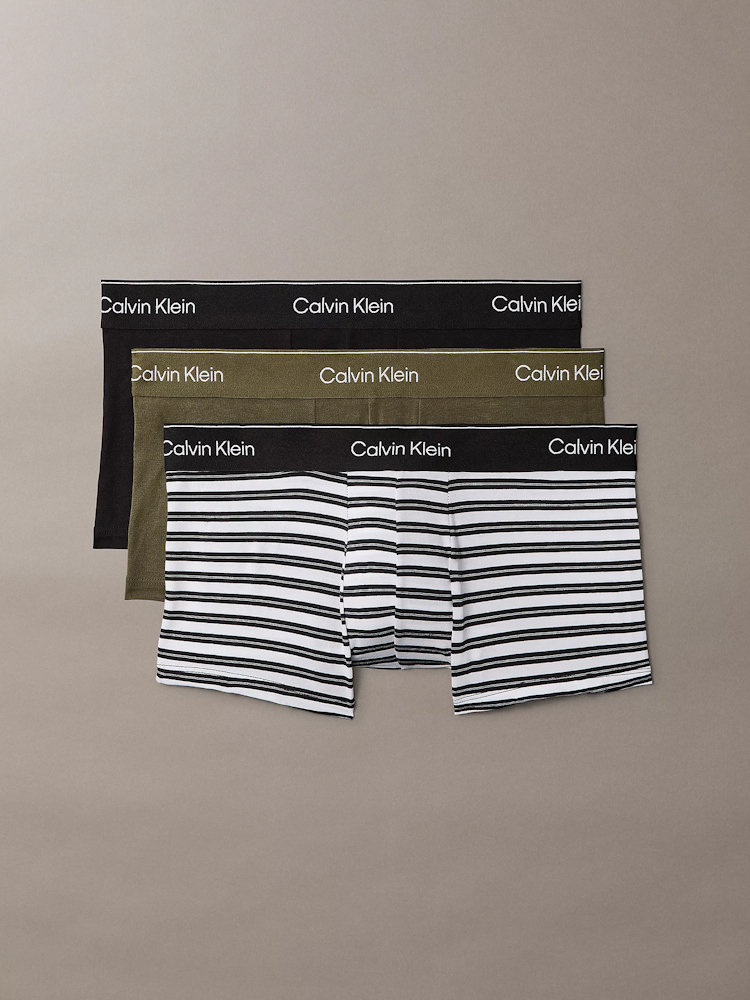 Calvin Klein Icon Cotton Stretch Low Ris Trunk 3 Pack Lv00nb4389 5vv Olive Night 1