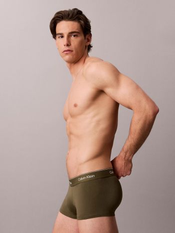 Calvin Klein Icon Cotton Stretch Low Ris Trunk 3 Pack Lv00nb4389 5vv Olive Night 2