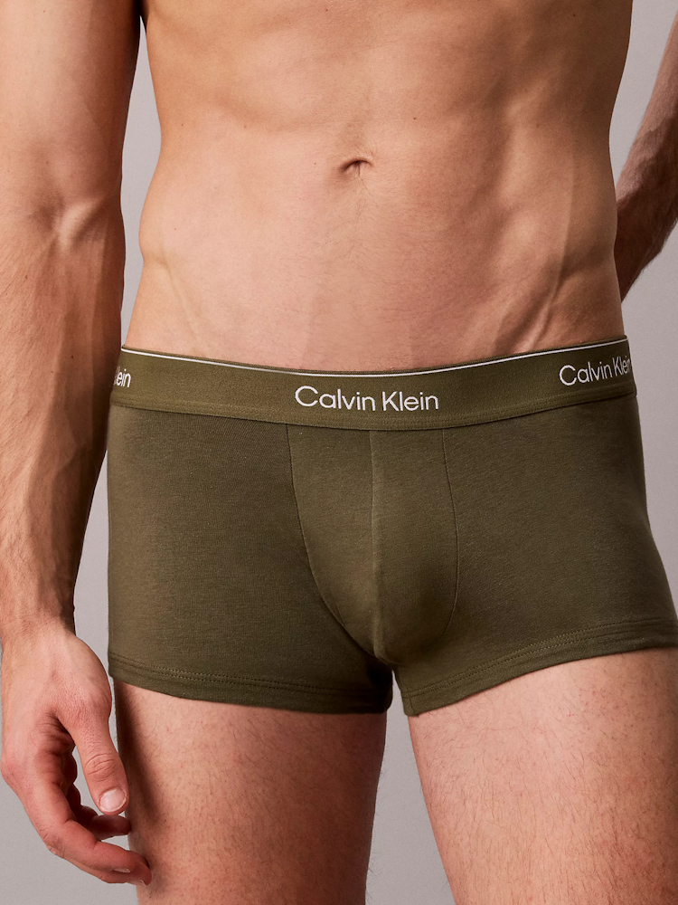 Calvin Klein Icon Cotton Stretch Low Ris Trunk 3 Pack Lv00nb4389 5vv Olive Night 4