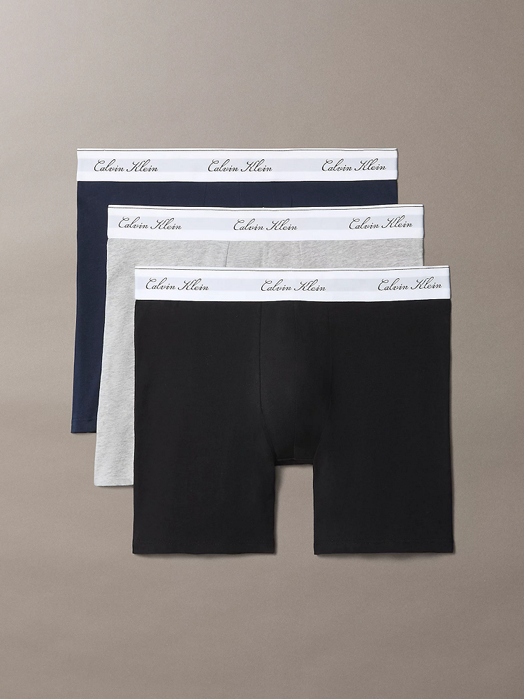 Calvin Klein Script Icon Cotton Stretch 3 Pack Boxer Briefs Lv00nb4608 4kj Dark Sapphire 1