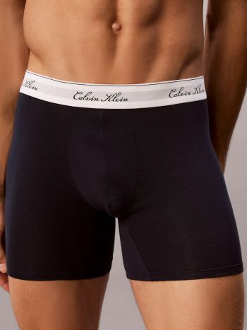 Calvin Klein Script Icon Cotton Stretch 3 Pack Boxer Briefs Lv00nb4608 4kj Dark Sapphire 4