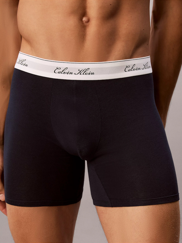 Calvin Klein Script Icon Cotton Stretch 3 Pack Boxer Briefs Lv00nb4608 4kj Dark Sapphire 4