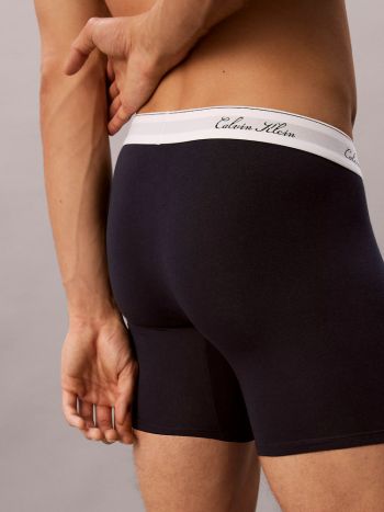 Calvin Klein Script Icon Cotton Stretch 3 Pack Boxer Briefs Lv00nb4608 4kj Dark Sapphire 6