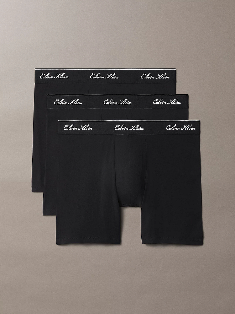 Calvin Klein Script Icon Cotton Stretch 3 Pack Boxer Briefs Lv00nb4608 Tm6 Black 1