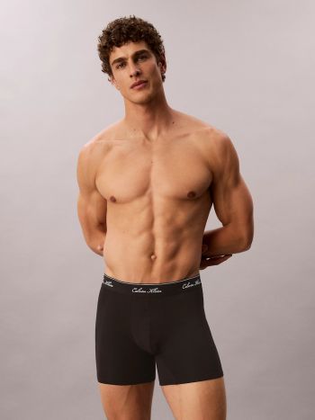 Calvin Klein Script Icon Cotton Stretch 3 Pack Boxer Briefs Lv00nb4608 Tm6 Black 2