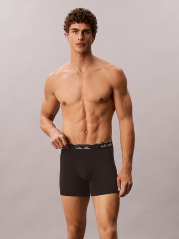 Calvin Klein Script Icon Cotton Stretch 3 Pack Boxer Briefs Lv00nb4608 Tm6 Black 3
