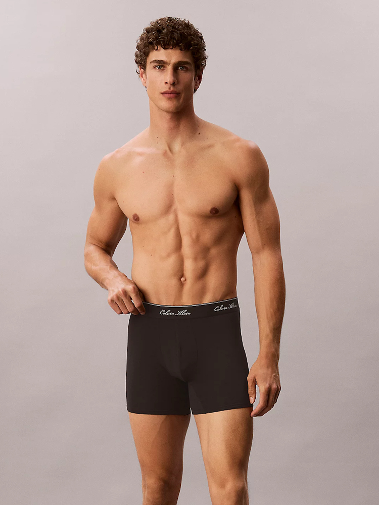 Calvin Klein Script Icon Cotton Stretch 3 Pack Boxer Briefs Lv00nb4608 Tm6 Black 3