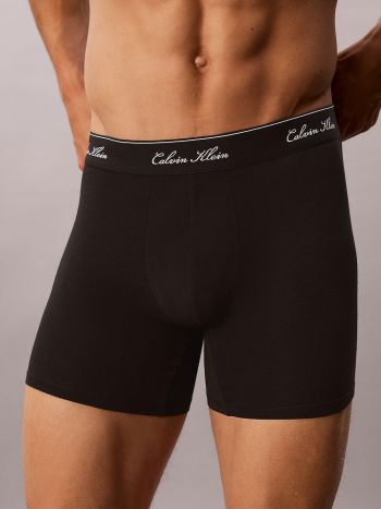 Calvin Klein Script Icon Cotton Stretch 3 Pack Boxer Briefs Lv00nb4608 Tm6 Black 4