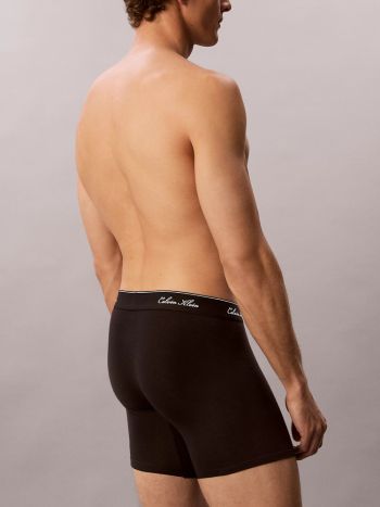 Calvin Klein Script Icon Cotton Stretch 3 Pack Boxer Briefs Lv00nb4608 Tm6 Black 6