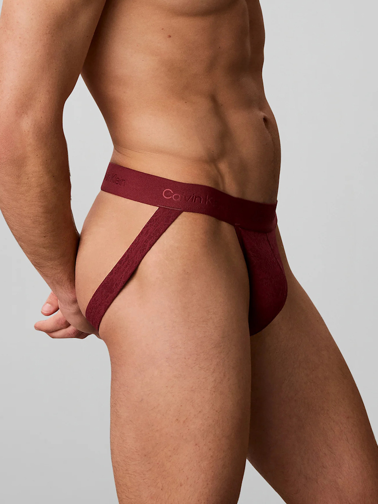 Calvin Klein Sculpt Lace Jockstrap Lv00nb4631 4gj Established Red 2