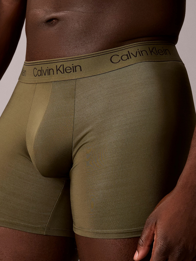 Calvin Klein Microfiber Stretch 3 Pack Boxer Briefs Lv00nb4410 4u9 Bronze 3